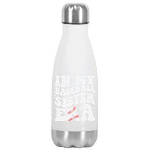 In My Baseball Sister Era Groovy Retro Proud Baseball Sister Stainless Steel Insulated Water Bottle