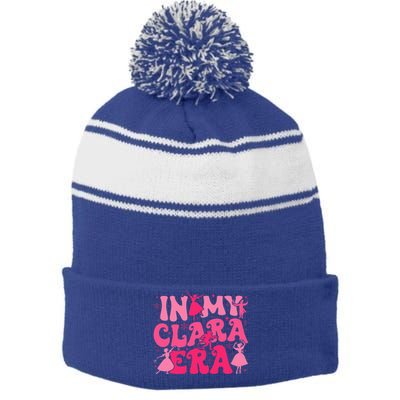 In My Clara Era Nutcracker Ballet Sugar Plum Fairy Groovy  Stripe Pom Pom Beanie