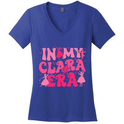 In My Clara Era Nutcracker Ballet Sugar Plum Fairy Groovy  Women's V-Neck T-Shirt