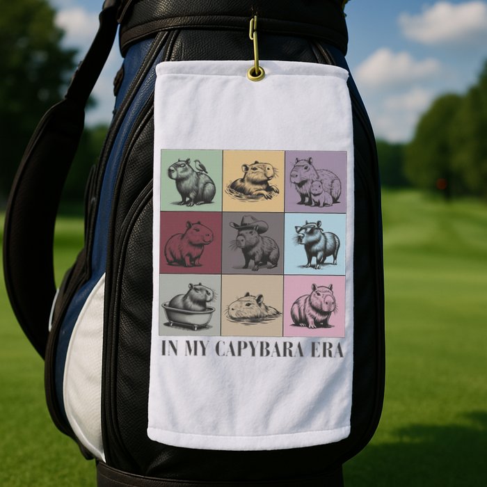 In My Capybara Era Capybara Lover Gift Golf Towel