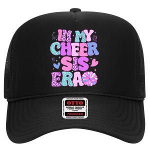 In My Cheer Sister Era Cheer Life Cheerleader Sport High Crown Mesh Back Trucker Hat