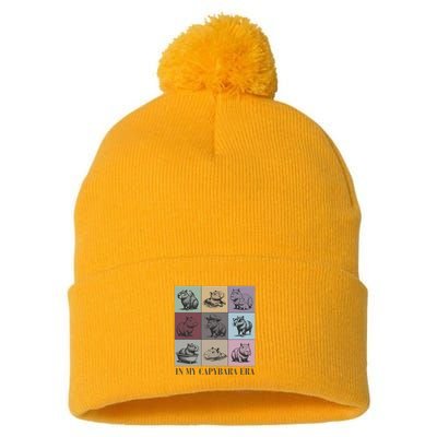 In My Capybara Era Capybara Lover Gift Pom Pom 12in Knit Beanie