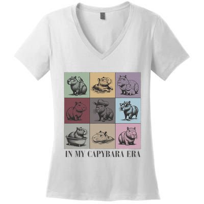 In My Capybara Era Capybara Lover Gift Women's V-Neck T-Shirt