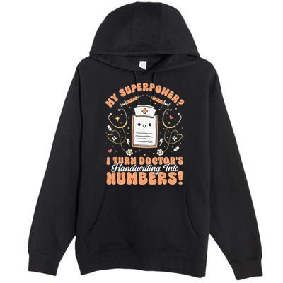 Icd Medical Coder Coding Worker Billing Handwriting Humor Premium Pullover Hoodie
