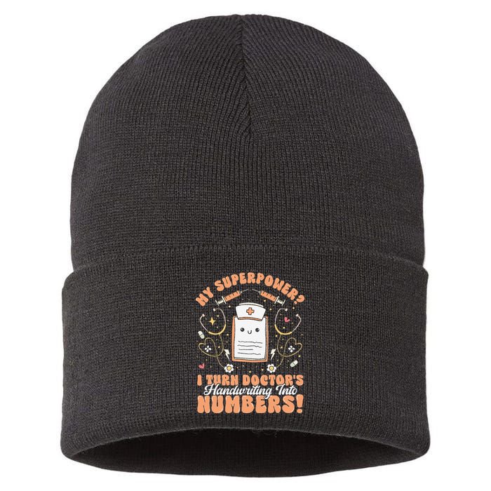 Icd Medical Coder Coding Worker Billing Handwriting Humor Sustainable Knit Beanie