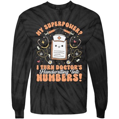 Icd Medical Coder Coding Worker Billing Handwriting Humor Tie-Dye Long Sleeve Shirt