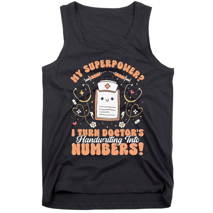 Icd Medical Coder Coding Worker Billing Handwriting Humor Tank Top