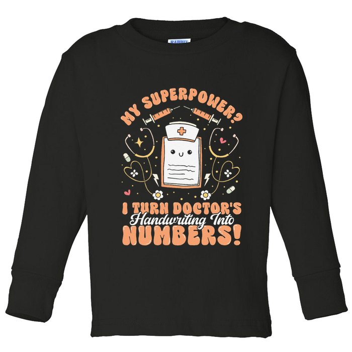 Icd Medical Coder Coding Worker Billing Handwriting Humor Toddler Long Sleeve Shirt