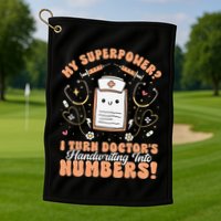 Icd Medical Coder Coding Worker Billing Handwriting Humor Golf Towel