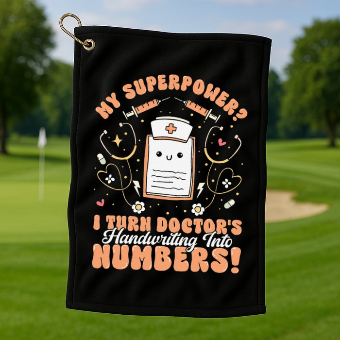 Icd Medical Coder Coding Worker Billing Handwriting Humor Golf Towel