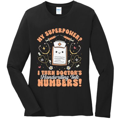 Icd Medical Coder Coding Worker Billing Handwriting Humor Ladies Long Sleeve Shirt