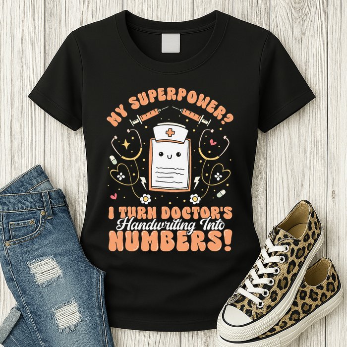 Icd Medical Coder Coding Worker Billing Handwriting Humor Womens T-Shirt