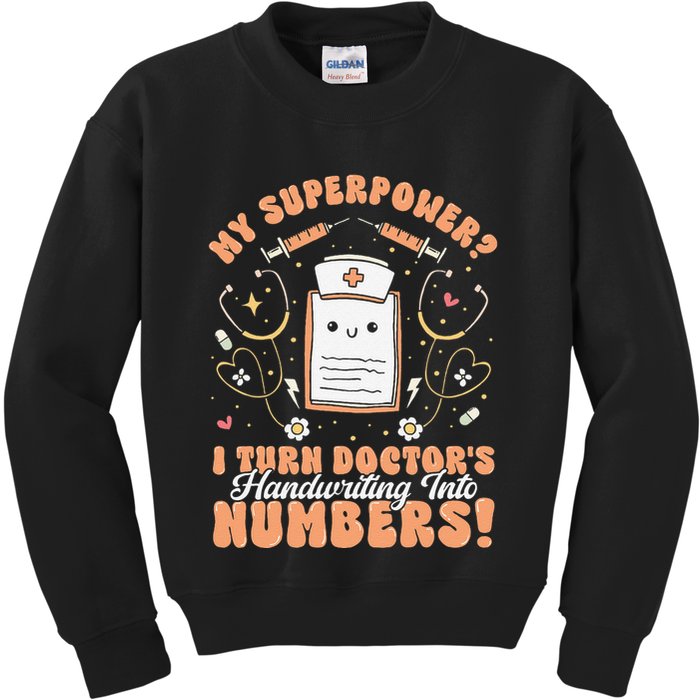 Icd Medical Coder Coding Worker Billing Handwriting Humor Kids Sweatshirt