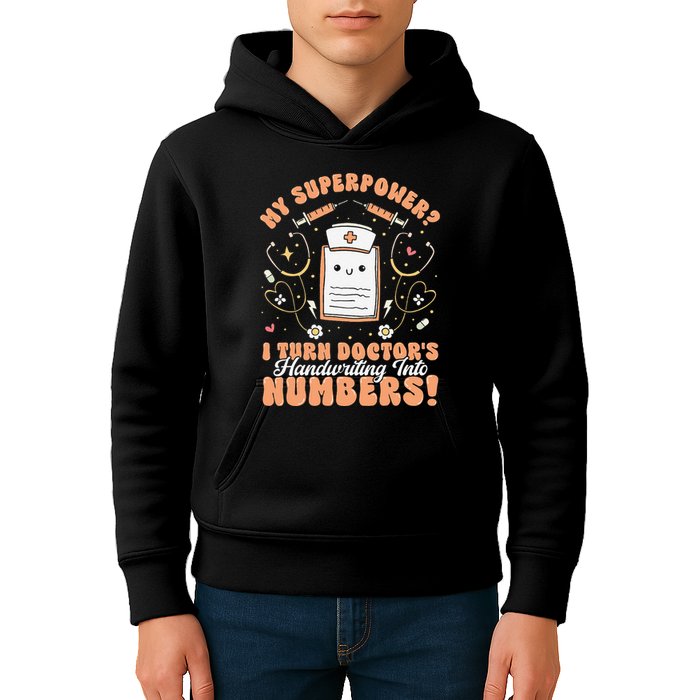 Icd Medical Coder Coding Worker Billing Handwriting Humor Kids Hoodie
