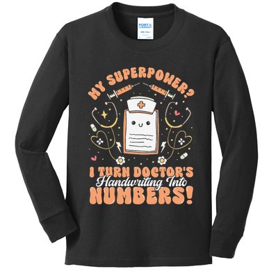 Icd Medical Coder Coding Worker Billing Handwriting Humor Kids Long Sleeve Shirt