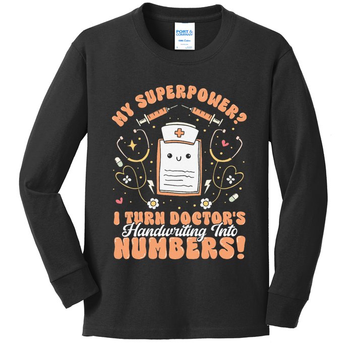 Icd Medical Coder Coding Worker Billing Handwriting Humor Kids Long Sleeve Shirt