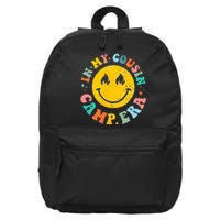 In My Cousin Camp Era Vintage Vacation Summer Camping Crew 16 in Basic Backpack