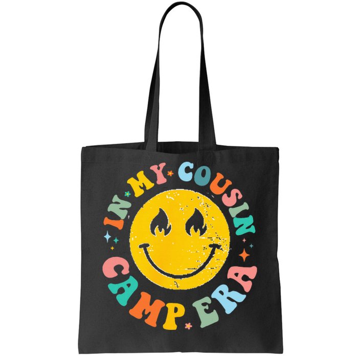 In My Cousin Camp Era Vintage Vacation Summer Camping Crew Tote Bag