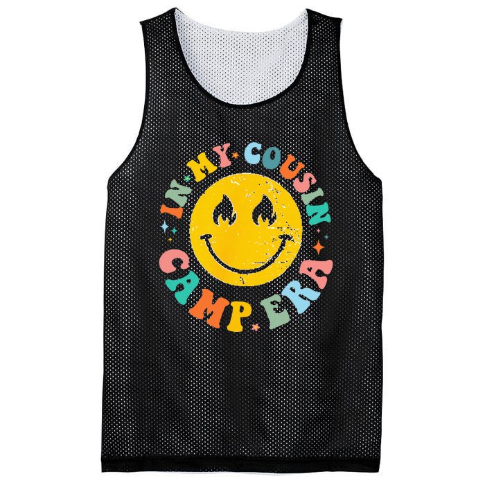 In My Cousin Camp Era Vintage Vacation Summer Camping Crew Mesh Reversible Basketball Jersey Tank