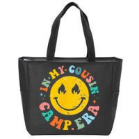 In My Cousin Camp Era Vintage Vacation Summer Camping Crew Zip Tote Bag