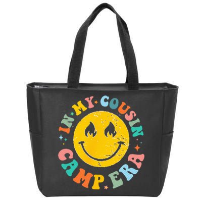 In My Cousin Camp Era Vintage Vacation Summer Camping Crew Zip Tote Bag