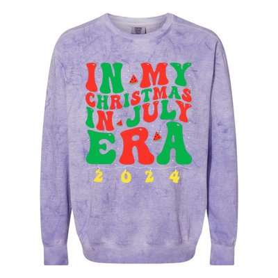 In My Christmas In July Era Groovy Xmas Summer Colorblast Crewneck Sweatshirt