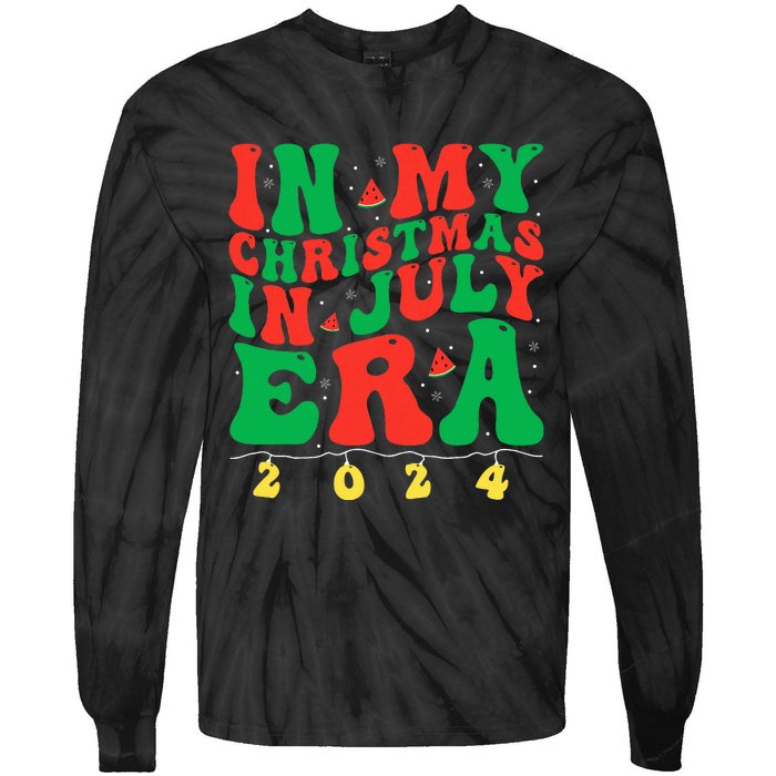 In My Christmas In July Era Groovy Xmas Summer Tie-Dye Long Sleeve Shirt