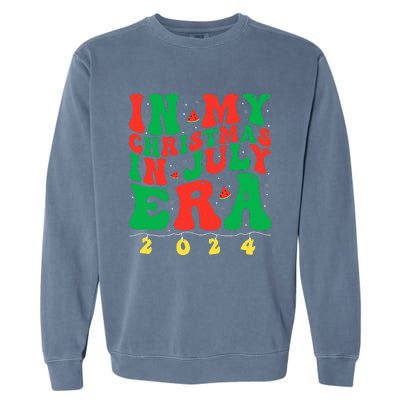 In My Christmas In July Era Groovy Xmas Summer Garment-Dyed Sweatshirt