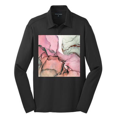 Ink Modern Contemporary Art Painting Silk Touch Performance Long Sleeve Polo