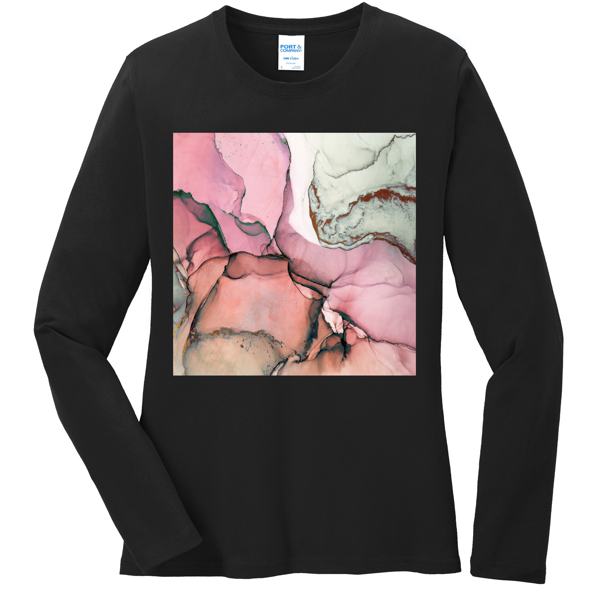 Ink Modern Contemporary Art Painting Ladies Long Sleeve Shirt