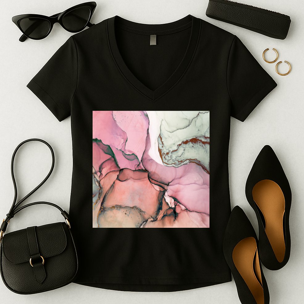 Ink Modern Contemporary Art Painting Women's V-Neck T-Shirt