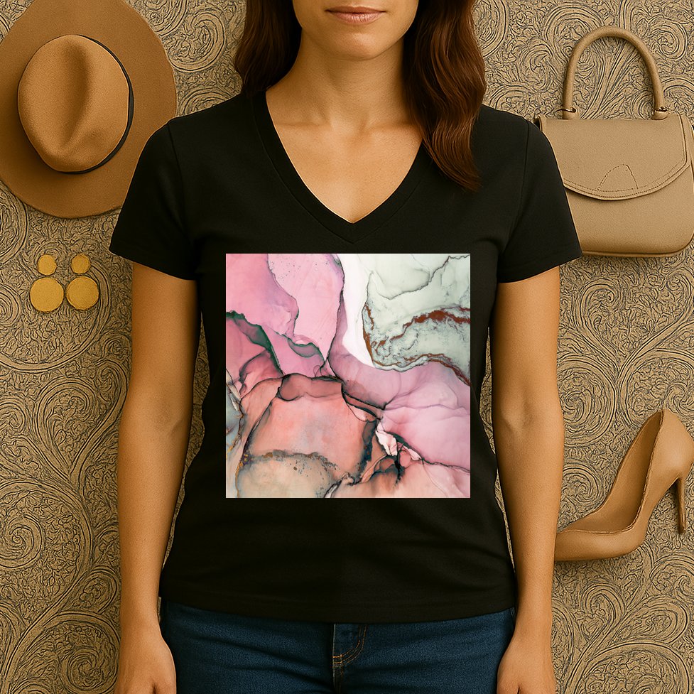 Ink Modern Contemporary Art Painting Women's V-Neck T-Shirt