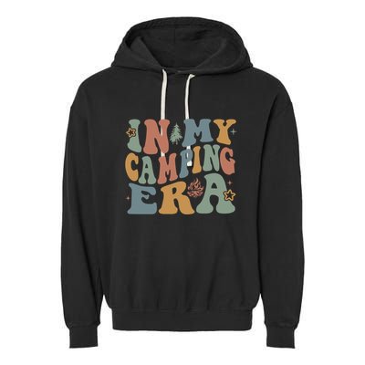 In My Camping Era Retro Wavy Groovy Style For Camper Gift Garment-Dyed Fleece Hoodie