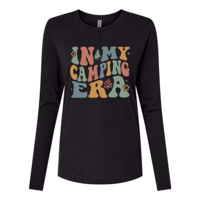 In My Camping Era Retro Wavy Groovy Style For Camper Gift Womens Cotton Relaxed Long Sleeve T-Shirt