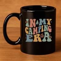 In My Camping Era Retro Wavy Groovy Style For Camper Gift 11oz C Handle Ceramic Mug