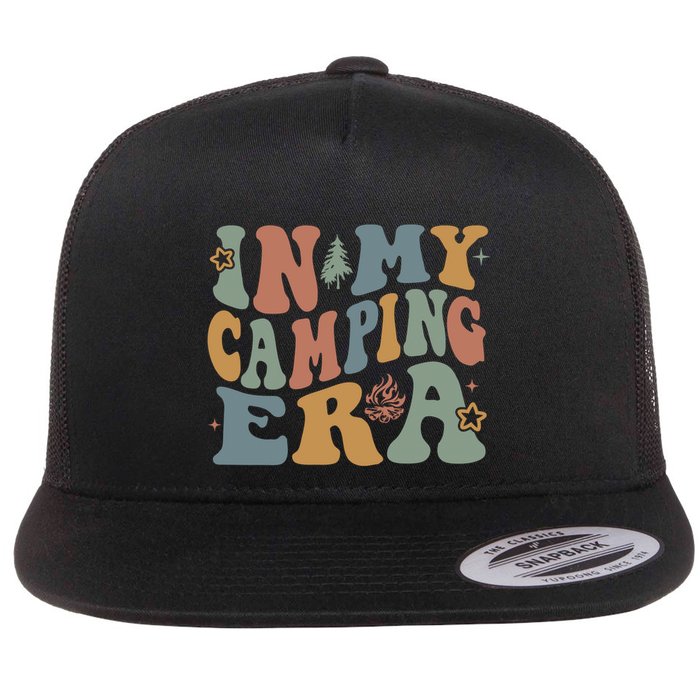 In My Camping Era Retro Wavy Groovy Style For Camper Gift Flat Bill Trucker Hat
