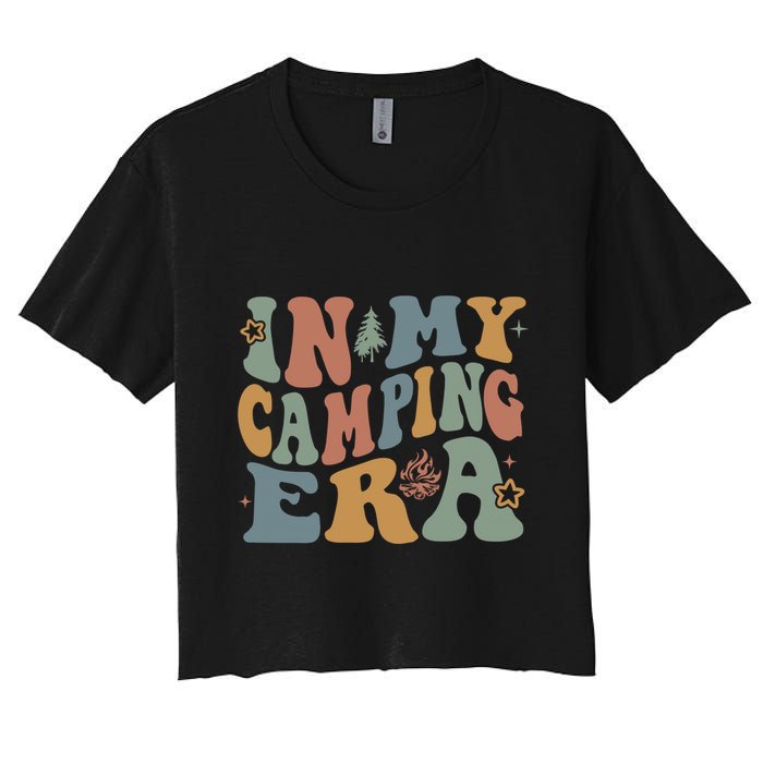 In My Camping Era Retro Wavy Groovy Style For Camper Gift Crop Top