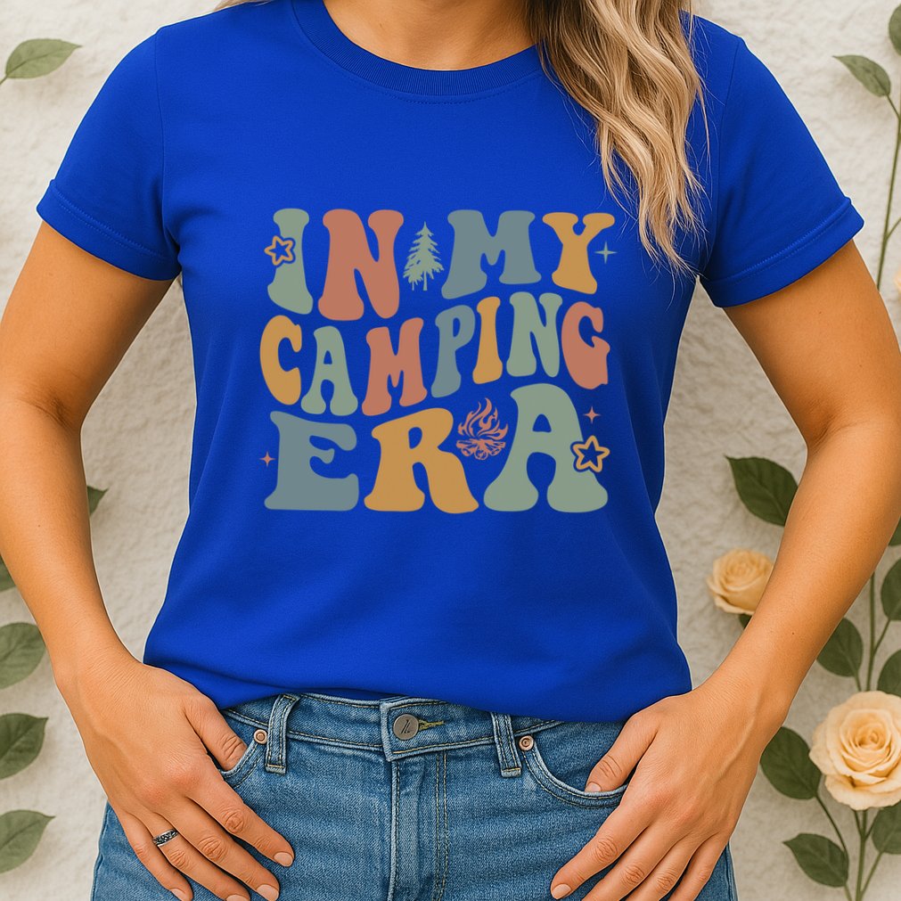 In My Camping Era Retro Wavy Groovy Style For Camper Gift Womens T-Shirt