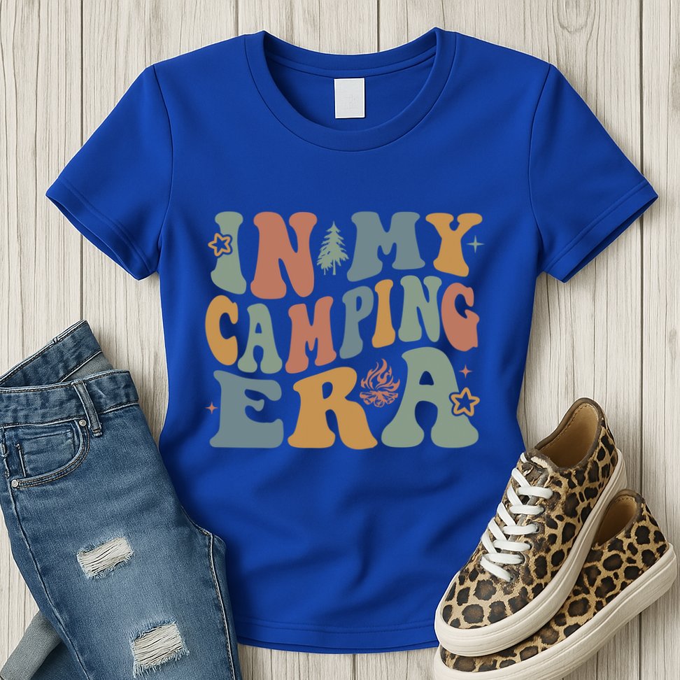 In My Camping Era Retro Wavy Groovy Style For Camper Gift Womens T-Shirt