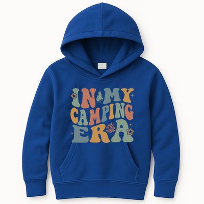 In My Camping Era Retro Wavy Groovy Style For Camper Gift Kids Hoodie
