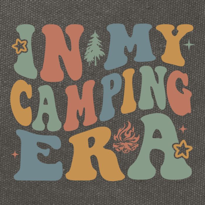 In My Camping Era Retro Wavy Groovy Style For Camper Gift Cotton Canvas Backpack