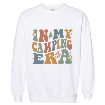 In My Camping Era Retro Wavy Groovy Style For Camper Gift Garment-Dyed Sweatshirt