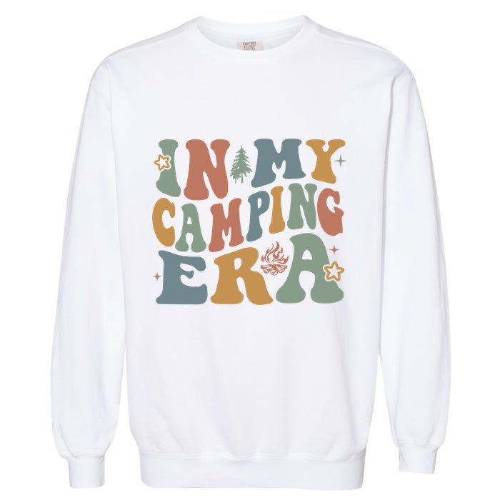 In My Camping Era Retro Wavy Groovy Style For Camper Gift Garment-Dyed Sweatshirt