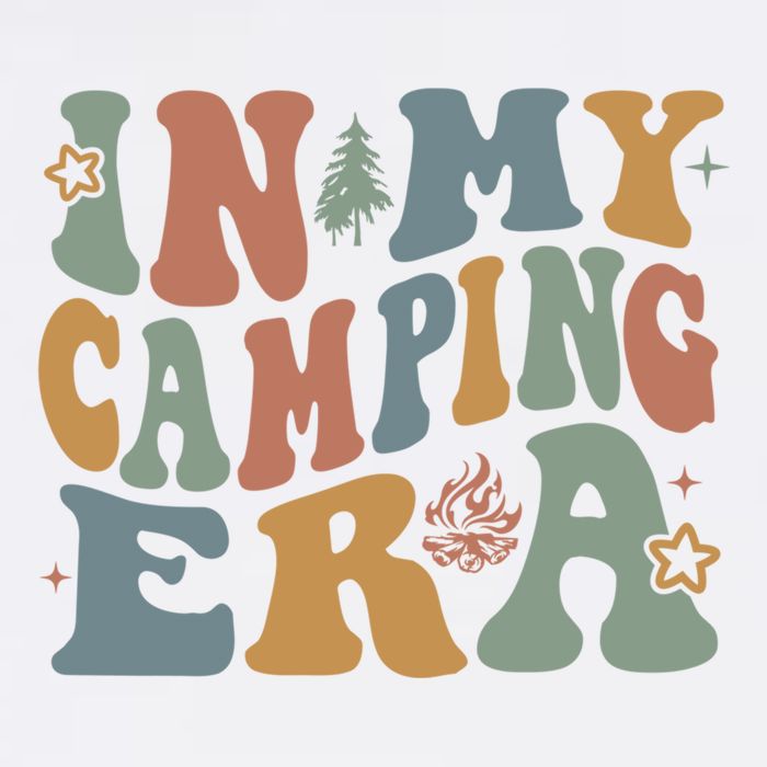 In My Camping Era Retro Wavy Groovy Style For Camper Gift Garment-Dyed Sweatshirt