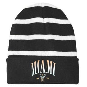 Inter Miami Cf Gradient Heavy Relaxed Striped Beanie with Solid Band