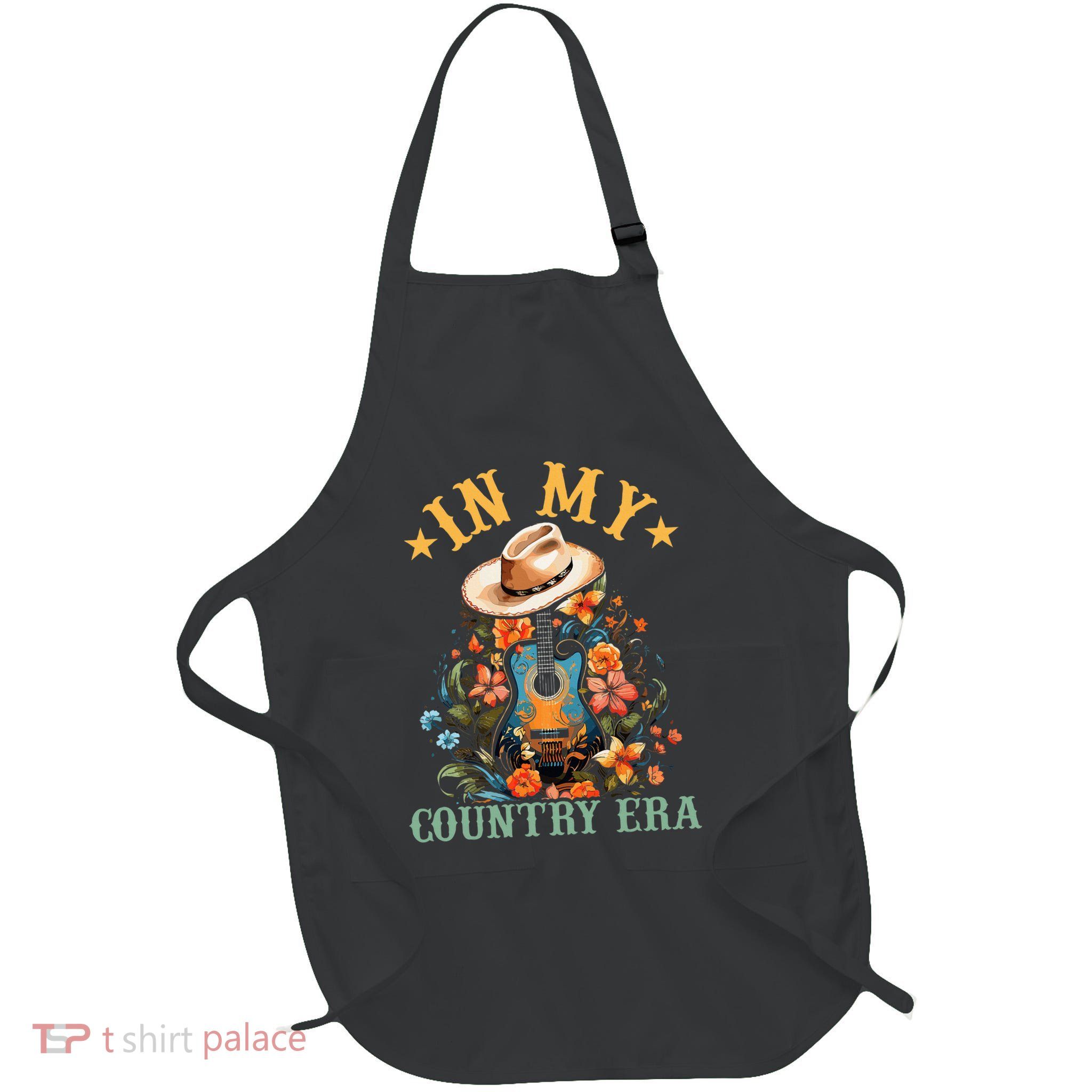 In My Country Era Funny Guitar Western Man Woman Full-Length Apron With Pockets
