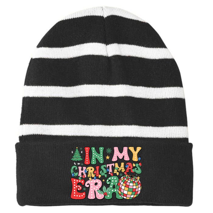 In My Christmas Era Family Matching Merry Christmas 2024 Striped Beanie with Solid Band