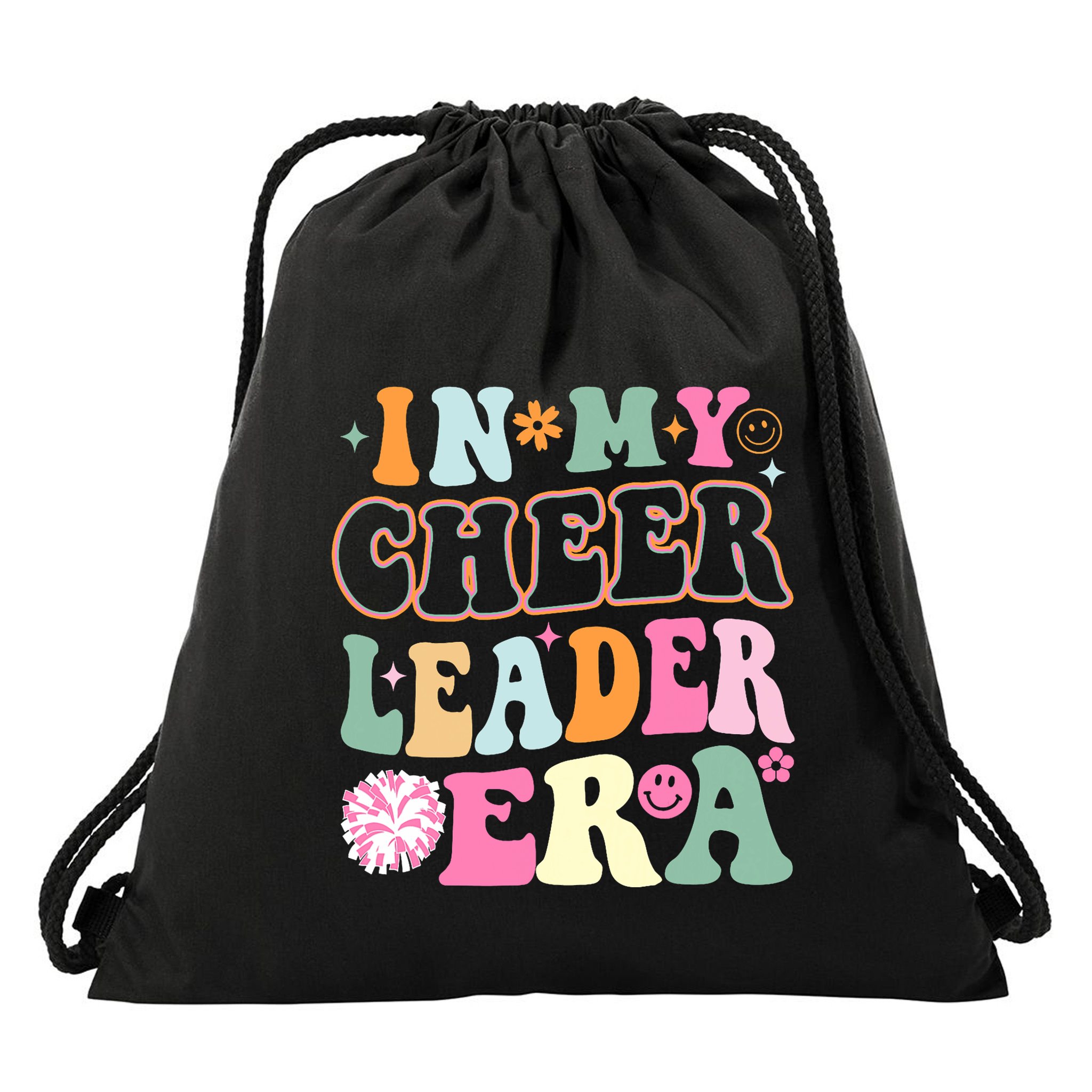 In My Cheer Coach Era Funny Retro Cheerleader Cheerleading Drawstring Bag