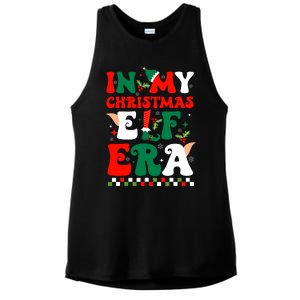 In My Christmas Elf Era Xmas Groovy Santa Squad Holiday Ladies PosiCharge Tri-Blend Wicking Tank