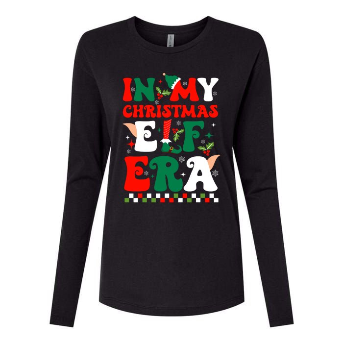 In My Christmas Elf Era Xmas Groovy Santa Squad Holiday Womens Cotton Relaxed Long Sleeve T-Shirt